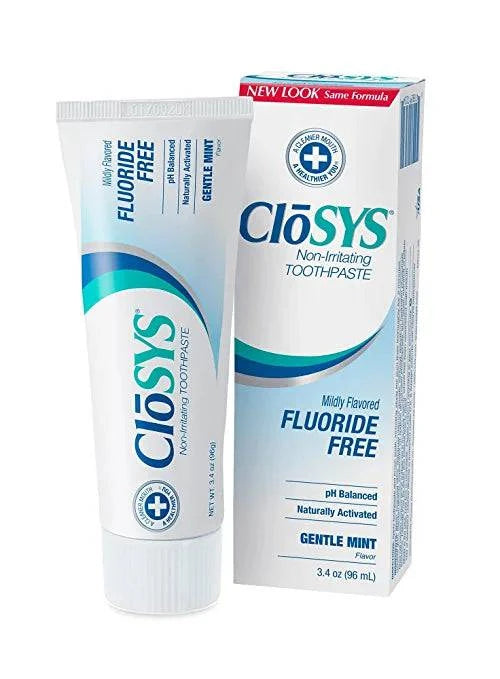 CloSYS Fluoride Free Toothpaste, 3.4 Ounce, Travel Size, Gentle Mint, TSA Compliant, Whitening, Enamel Protection, Sulfate Free