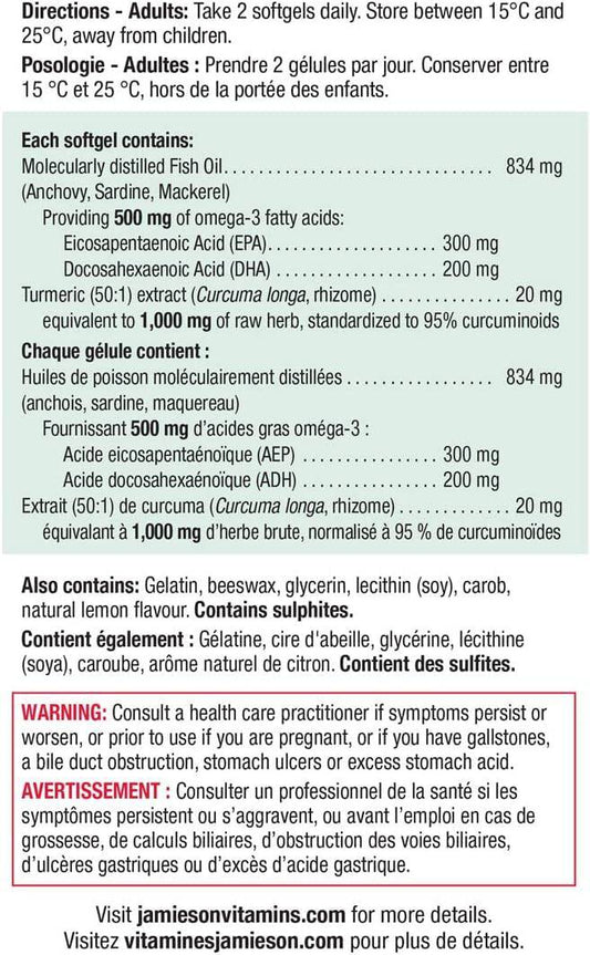 Jamieson No Fishy Aftertaste Omega-3 and Turmeric