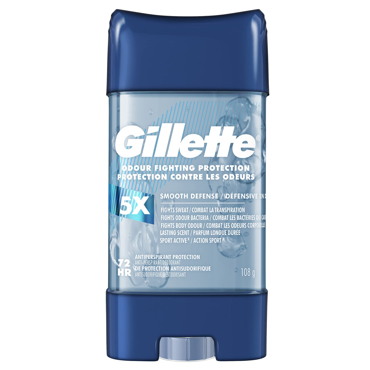 Gillette Antiperspirant Deodorant for Men, Clear Gel, Smooth Defense, 72 Hr. Sweat Protection, 108g