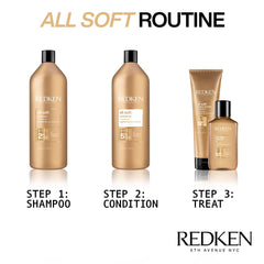 REDKEN Conditioner for Dry, Brittle Hair, Moisturizes and Provides Intense Softness and Shine, With Argan Oil, All Soft, 1000 ml