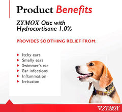 Zymox Otic Enzymatic Solution for Dogs and Cats to Soothe Ear Infections with 1% Hydrocortisone for Itch Relief, 4oz