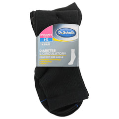 Dr. Scholl's Women's Diabetes & Circulator Socks - 4 & 6 Pair Packs - Non-binding Comfort and Moisture Management, Black 1, 8-12