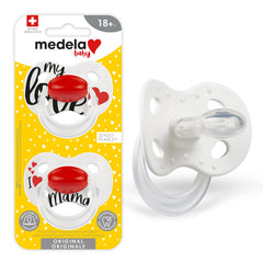 Medela Baby Pacifier | Original | 18+ Months | 2-Pack, Lightweight | BPA-Free | Supports Natural Suckling | Red/White