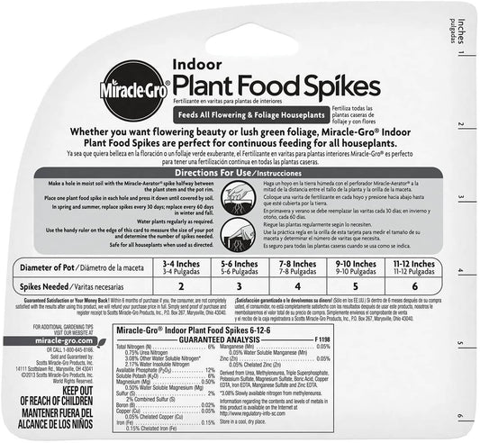 Miracle-Gro Indoor Plant Food, 48-Spikes - Zecoya