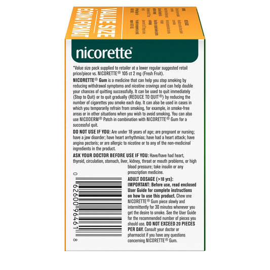 Nicorette Gum, Nicotine 2mg, Fresh Fruit Flavour, Quit Smoking Aid and Smoking Cessation Aid, 315 Count