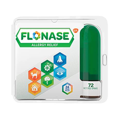 Flonase Allergy Relief Nasal Spray, 24 Hour Non Drowsy Allergy Medicine, Metered Nasal Spray - 72 Sprays - Zecoya