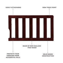 Dream On Me Universal Convertible Crib Toddler Guard Rail in Espresso, Compatible with Select Dream On Me Cribs, Crib to Toddler Bed Conversion, Easily Attachable