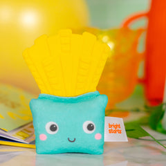 Bright Starts Side of Smiles French Fry Teether Toy with Crinkle Textures, BPA Free, Unisex, 3 Months+