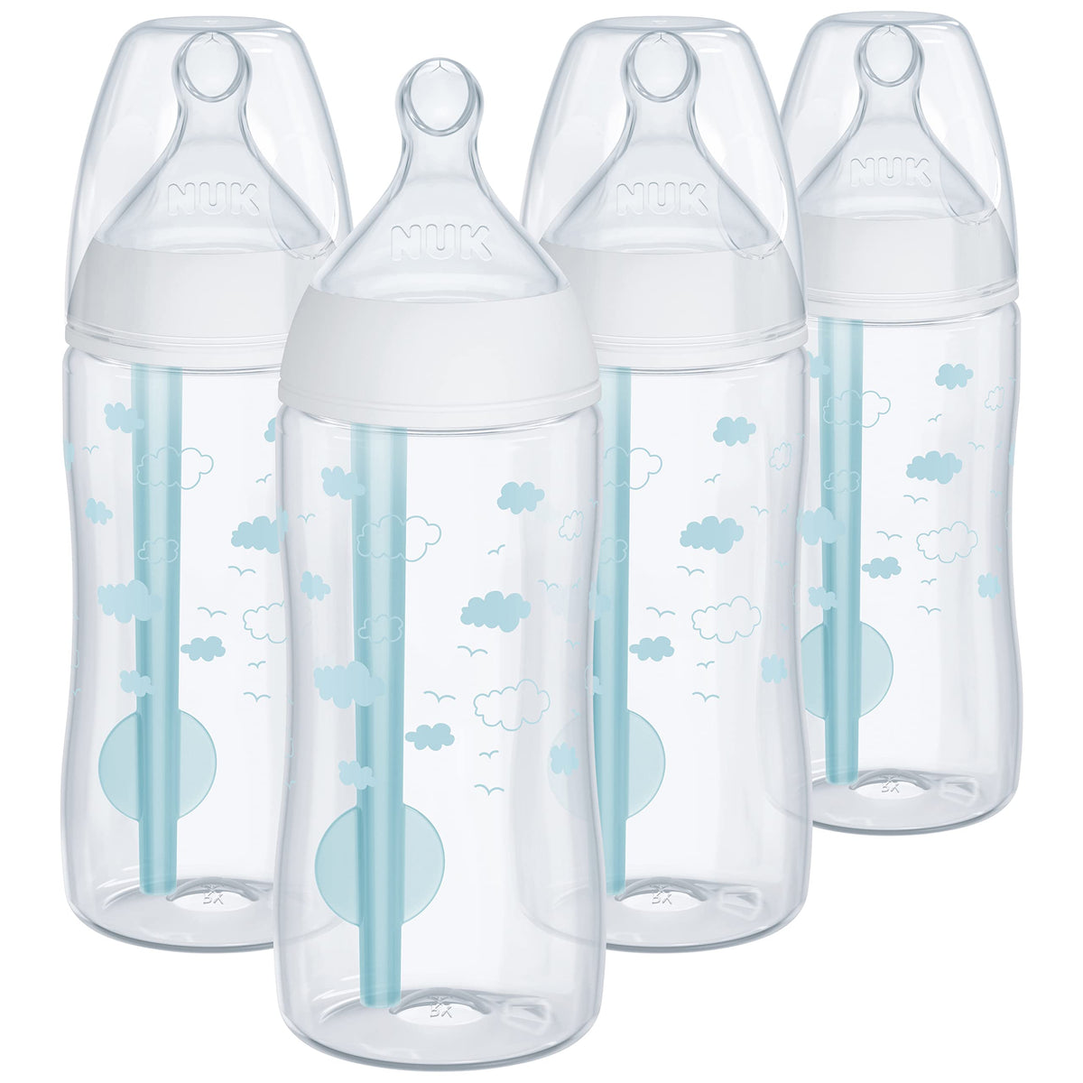 NUK Smooth Flow™ Pro Anti-Colic Baby Bottle, 10oz, 4 Pack, Blue