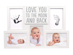 Pearhead Love You to The Moon & Back Babyprints Photo Collage Frame, Baby Shower, Baby Gifts, White