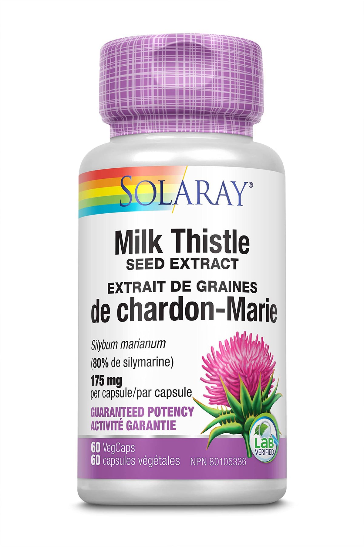 SOLARAY – Milk Thistle Seed Extract, 175mg | Antioxidant, Healthy Liver Function | Silybum Marianum, 80% Silymarin| 120 VegCaps, Natural