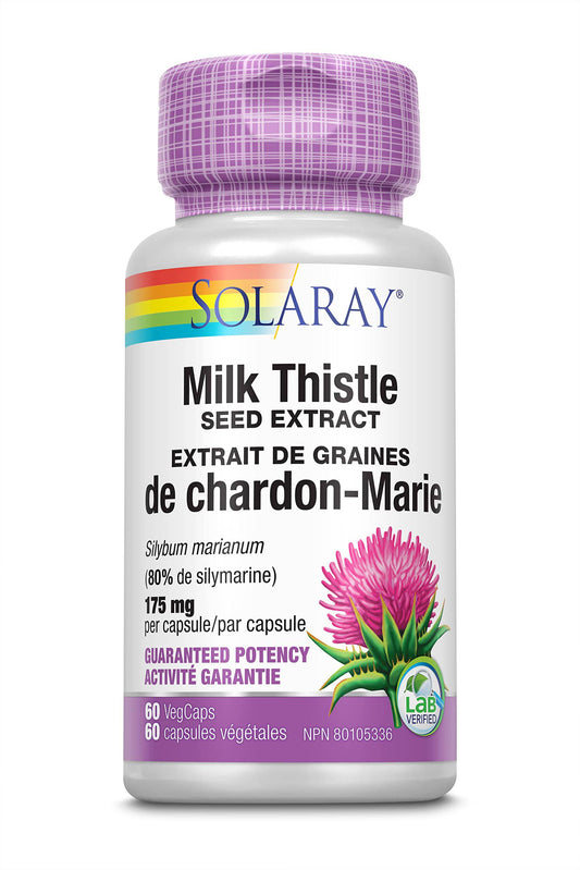 SOLARAY – Milk Thistle Seed Extract, 175mg | Antioxidant, Healthy Liver Function | Silybum Marianum, 80% Silymarin| 120 VegCaps, Natural