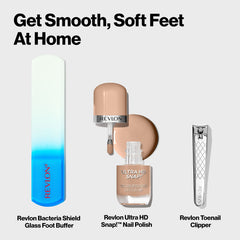 Revlon Bacteria Shield Glass Foot Buffer with Anti-Bacterial Technology, Two Surfaces to Exfoliates & Smoothes Skin, Self-Clean & Fully Recyclable