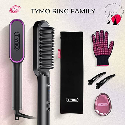 TYMO Hair Straightener Brush, Hair Iron with Built-in Comb, Fast Heating & 5 Temp Settings & Anti-Scald - Zecoya