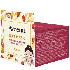 Aveeno Oat Face Mask with Pomegranate Seed Extract for Glow - Dry Skin Care - Paraben Free Facial Cleanser - 50 grams