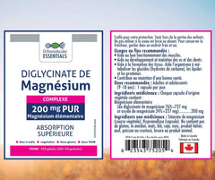 Orthomolecular Essentials - Magnesium Bisglycinate Complex 200mg, 250 Veggie Caps - Elemental Magnesium for Sleep and Anxiety - Bone Health and Muscle Cramp Relief - Calm Magnesium Complex Supplement