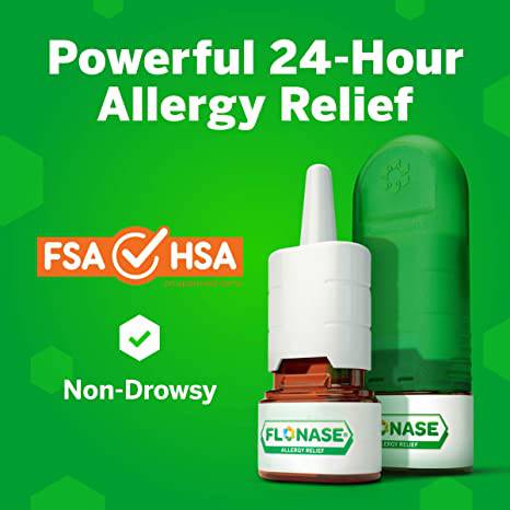 Flonase Allergy Relief Nasal Spray, 24 Hour Non Drowsy Allergy Medicine, Metered Nasal Spray - 72 Sprays - Zecoya