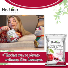 Herbion Naturals Immunity Lozenges with Zinc, vitamin-C & Echinacea, source of Antioxidant, help Maintain & Support Immune System, promote Good Health for adults & kids 6+, 25 CT, Cherry Flavour