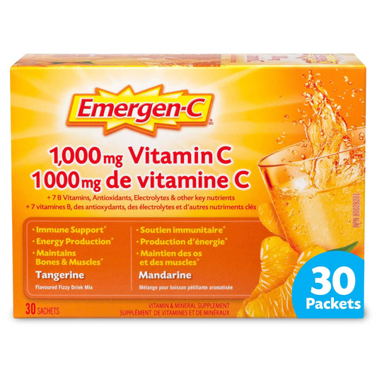 Emergen-C Immune Support Fizzy Drink Mix, A Boost of Vitamins and Minerals, Pomegranate, 30 Sachets