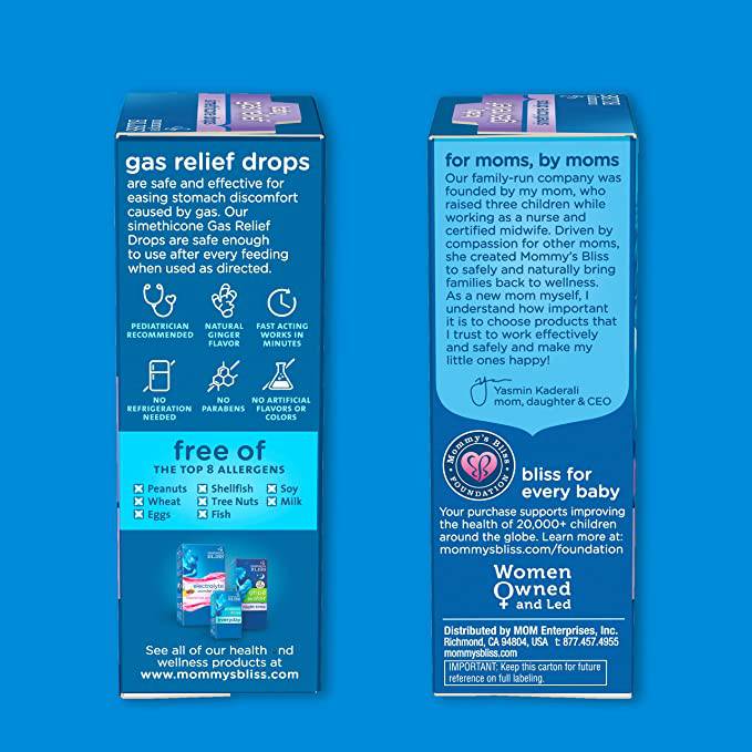 Mommy's Bliss Gas Relief Drops Bottle, Ginger extract flavor, 1 Fl Oz - Zecoya