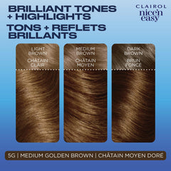 Clairol Nice'n Easy Permanent Hair Dye, 5G Medium Golden Brown Hair Color, 1 Count