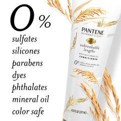 Pantene Sulfate Free Conditioner, Anti Breakage for Medium or Long Hair with Rice Bran Oil, Safe for Color Treated Hair, Nutrient Blends, 237 mL