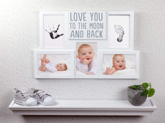 Pearhead Love You to The Moon & Back Babyprints Photo Collage Frame, Baby Shower, Baby Gifts, White