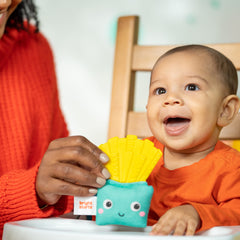 Bright Starts Side of Smiles French Fry Teether Toy with Crinkle Textures, BPA Free, Unisex, 3 Months+