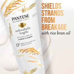 Pantene Sulfate Free Conditioner, Anti Breakage for Medium or Long Hair with Rice Bran Oil, Safe for Color Treated Hair, Nutrient Blends, 237 mL