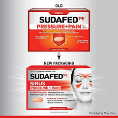 Sudafed PE Sinus Pressure + Pain Relief Maximum Strength Non-Drowsy Decongestant, 24 Count