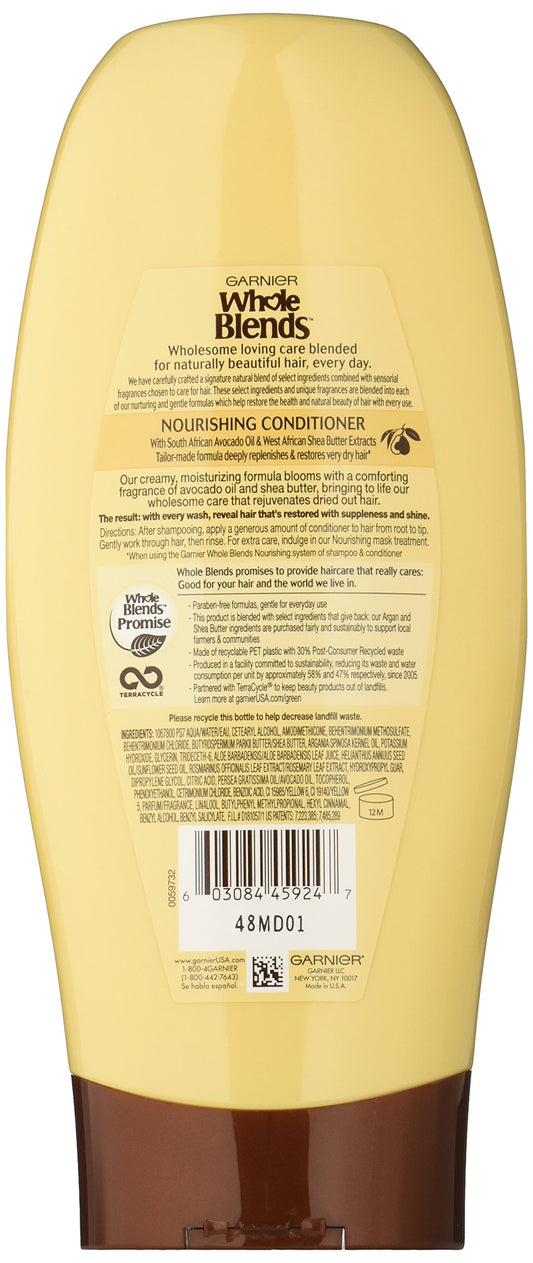 Garnier Whole Blends Avocado Oil and Shea Nourishing Conditioner. Dry Hair Treatment, Paraben-Free, 650 ml