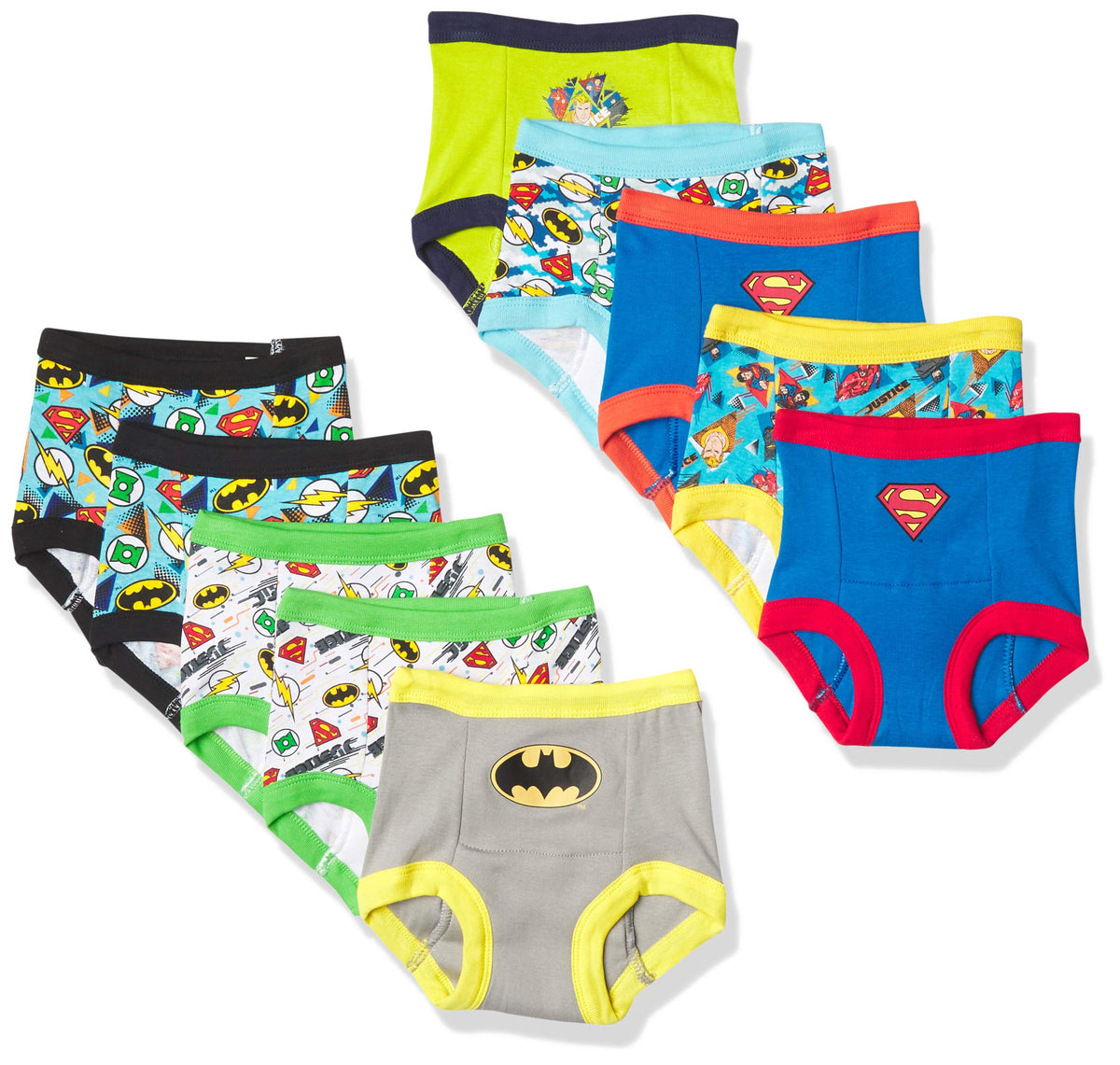 DC Comics 3PK, 7PK and 10PK Potty Training Pants with Superman, Batman, Wonder Woman and More with Stickers Sizes 2T, 3T, and 4T