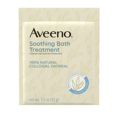 Aveeno Soothing Bath Treatment with 100% Natural Colloidal Oatmeal for Treatment & Relief of Dry, Itchy, Irritated Skin Due to Poison Ivy, Eczema, Sunburn, Rash, Insect Bites & Hives, 8 ct. ( Packaging May Vary )