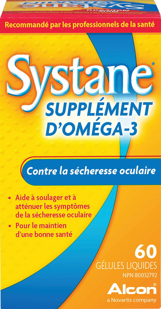 Alcon Systane Omega-3 Supplement, Ocular Vitamin For Dry Eyes, 60 Liquid Gels