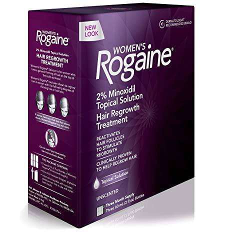 Women's Rogaine 2% Minoxidil Topical Solution for Hair Thinning and Loss, Topical Treatment for Women's Hair Regrowth, 3-Month Supply