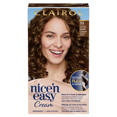 Clairol Nice'n Easy Permanent Hair Dye, 5G Medium Golden Brown Hair Color, 1 Count