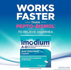 Imodium A-D Diarrhea Relief Caplets with Loperamide Hydrochloride, Anti-Diarrheal Medicine to Help Control Symptoms of Diarrhea Due to Acute, Active & Traveler's Diarrhea, 24 ct.