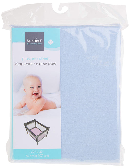 Kushies Pack N Play Playard Sheet, Soft 100% breathable cotton flannel, Made in Canada, Blue