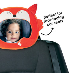 Diono Easy View Fox Character, Baby Car Mirror, Safety Car Seat Mirror for Rear Facing Infant, Fully Adjustable, Wide Crystal Clear View, Shatterproof, Crash Tested