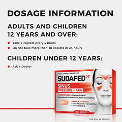 Sudafed PE Sinus Pressure + Pain Relief Maximum Strength Non-Drowsy Decongestant, 24 Count