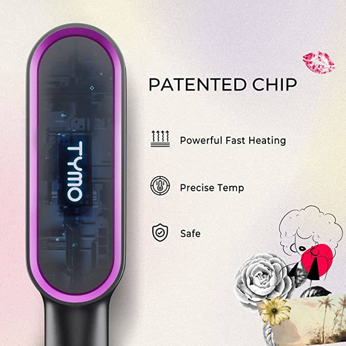 TYMO Hair Straightener Brush, Hair Iron with Built-in Comb, Fast Heating & 5 Temp Settings & Anti-Scald - Zecoya