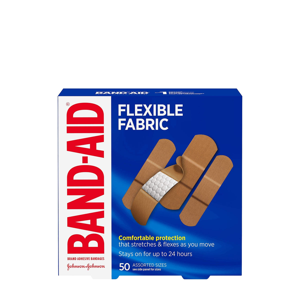 Band-Aid Flexible Fabric, Assorted Adhesive Bandages Family Pack, 50 Count