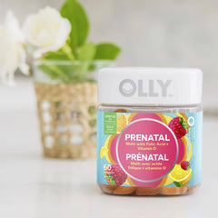 OLLY Prenatal Gummy Supplement with no artificial flavours and colours Sweet Citrus multivitamin to help support mommy and baby 30 day supply 60 gummies