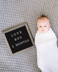 Pearhead 10" x 10" Letterboard, Rustic Nursery, Message Board, Baby Announcement Sign, Dark Gray