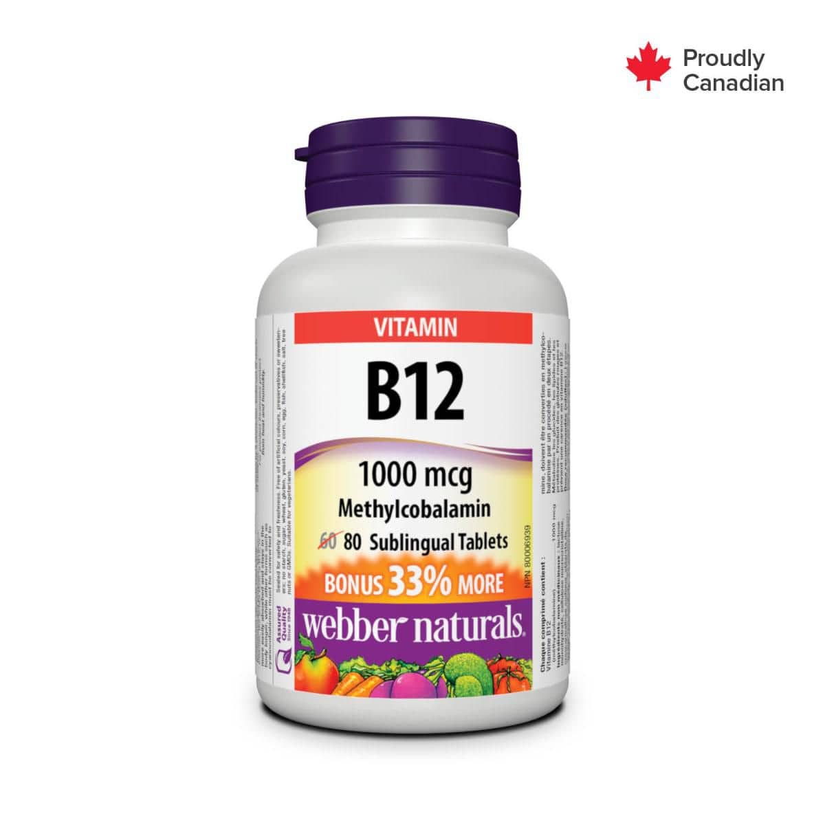 Webber Naturals® Vitamin B12 Methylcobalamin,  1000 mcg - Zecoya