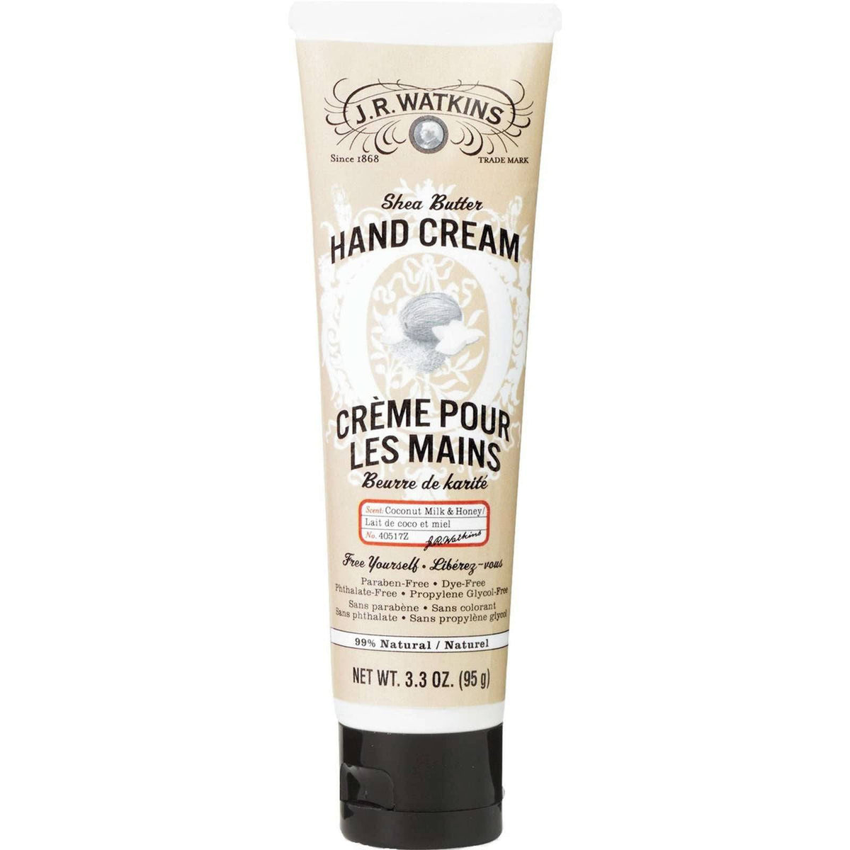 J.R. Watkins Coconut Hand Cream - 95g (3.3oz)