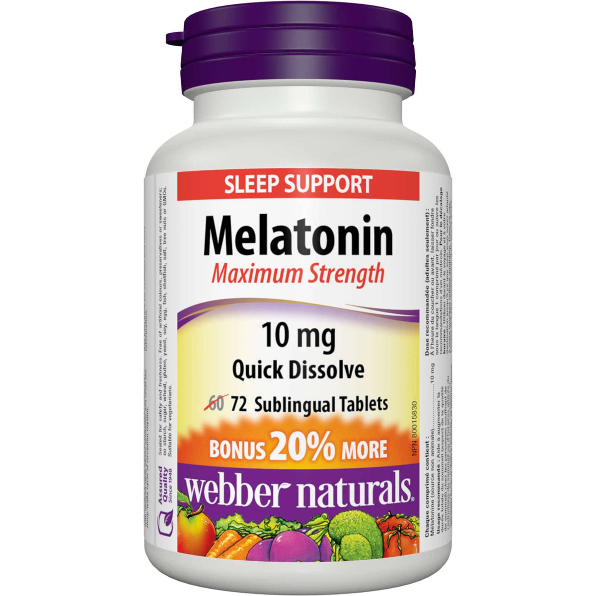 Melatonin Maximum Strength 10 mg Quick dissolve - Zecoya